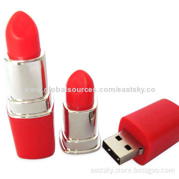 Lipstick Shape USB Drive, Lipstick Design for Ladies, USB2.0 Interface, Compatible with USB1.1New